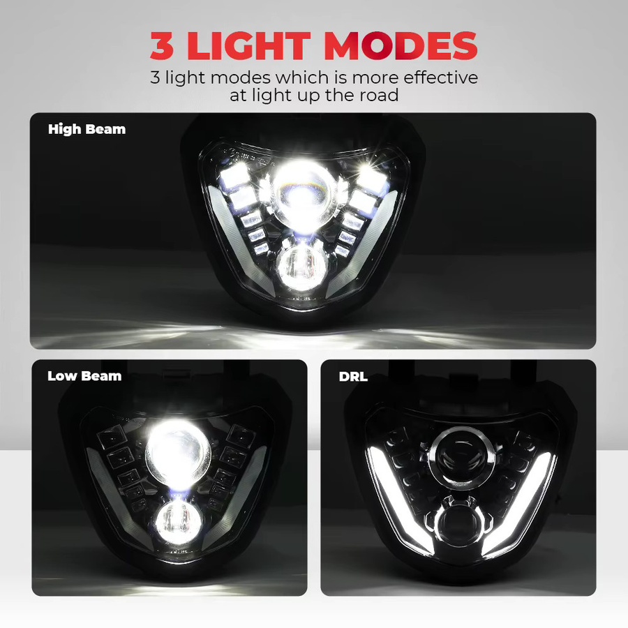 KEMITOUR LED Licht Projektor Scheinwerfer mit DRL für Yamaha MT07 FZ07, wasserdicht, Schwarz/Transparent - Bild 2
