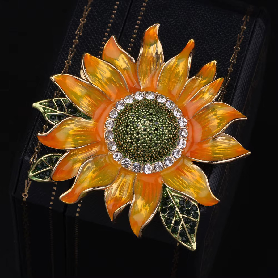 QATT Brosche Sonnenblumen-Design, Gold, Kristall, Unisex - Bild 4