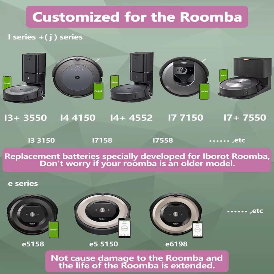 Ersatzakku für iRobot Roomba i7 i3 i4 i5 i6 i8 J7 E5 Serie, 14,4 V, 5000 mAh Li-Ion Pack - Bild 2