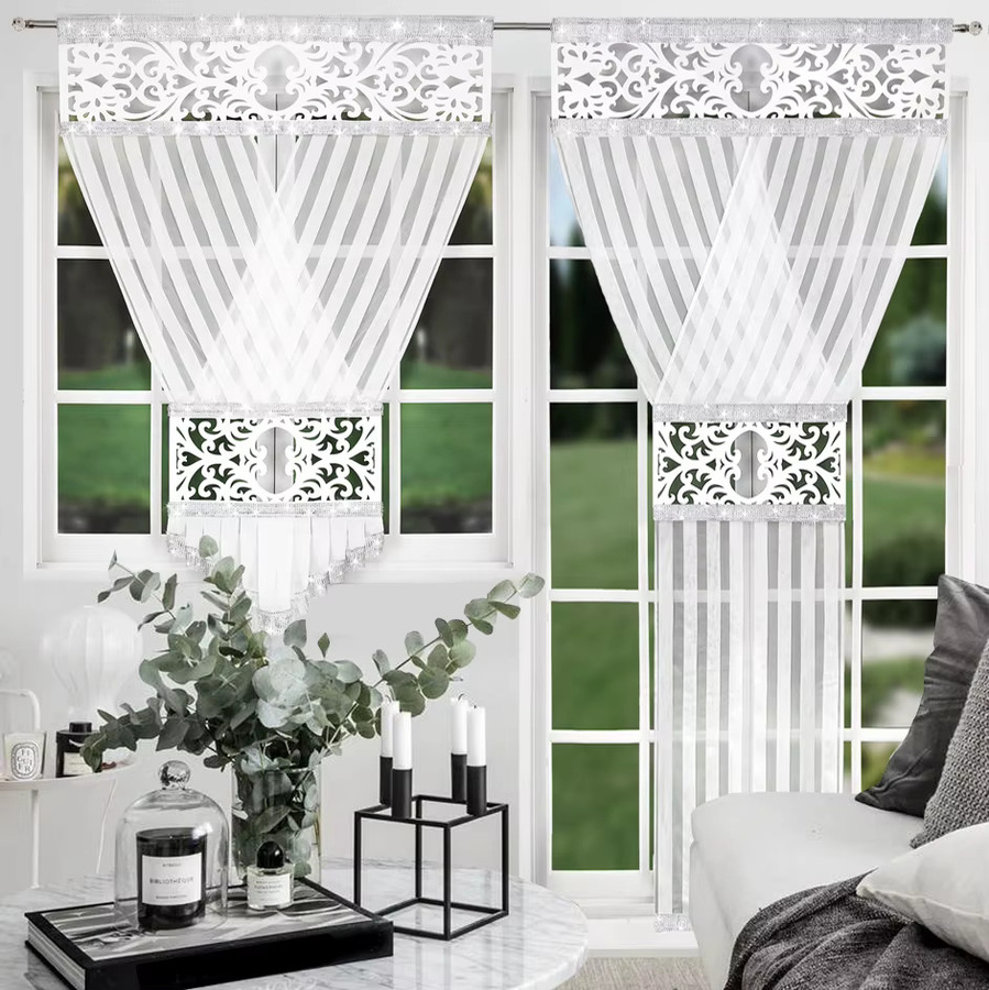 FLYINGCURTAINS Halbtransparente Vorhänge im europäischen minimalistischen Stil, Weiß - Bild 2