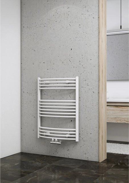 Schulte Design-Heizkörper gebogen mit Mittenanschluss in Alpinweiß, Höhe: 80,0 cm, Breite: 62,0 cm, Tiefe: 62,0 cm - Bild 1