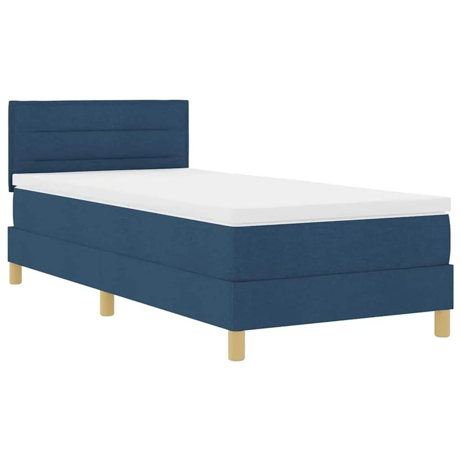 vidaXL Boxspringbett Hybrid mit Matratze und Kopfteil Blau Stoff B/T/H: 100 x 200 x 88 cm - Bild 2