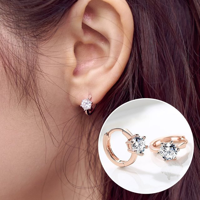 ZHOUYANG Ohrstecker, Zirkonia, Roségold, Damen - Bild 1
