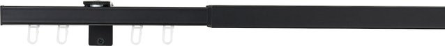 Ondeco Vorhangschiene ausziehbar für die Deckenmontage, 1-Lauf, Schwarz, Breite: 160-280 cm - Bild 1