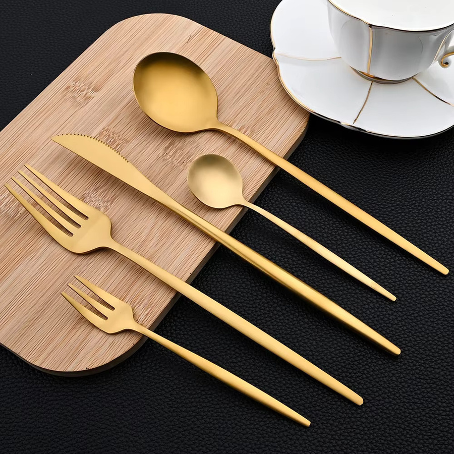 30-teiliges Besteckset aus Edelstahl von JANKNG in mattem Silber oder Gold mit Gabel, Löffel und Messer - Bild 2