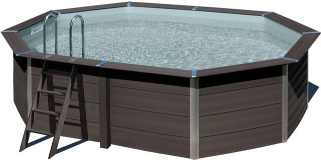 Gre Composite Pool Avantgarde Oval in Anthrazit mit Sandfilteranlage und Bodenschutzvlies, B/T/H: 524 x 386 x 124 cm - Bild 1