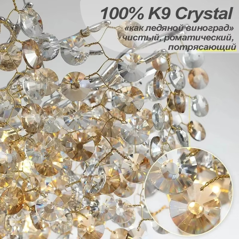 TAONUANSHU LED Kristall Kronleuchter in Gold/Messing, Postmodernes Design mit Zweig-Anhänger für Wohnzimmer und Küche - Bild 2