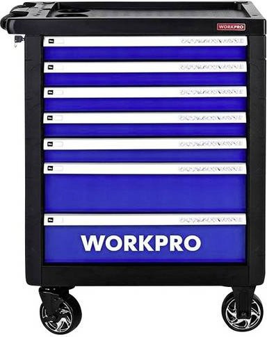 WorkPro WP209074 Werkstattwagen in Blau mit 7 Schubladen und 193 Werkzeugen - Bild 1