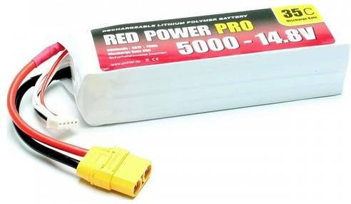 Red Power LiPo Akku Modellbau-Akkupack 14.8V 5000 mAh 35 C mit XT90 Stecker in Rot-Weiß - Bild 1