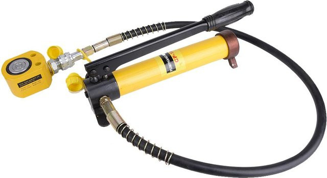 Nensit Manuelle Ultraflach Hydraulikpumpe 10T Hydraulikheber mit Stahlgriff in Gelb - Bild 1