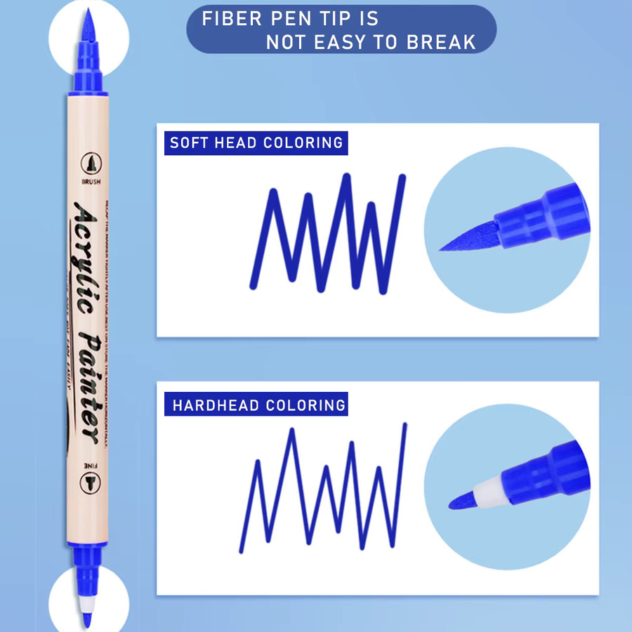 Doppelseitiger Acryl-Marker Set mit Brush-Spitze, wasserfeste Permanent-Stifte in Multicolour, 36 Farben für Kunstbedarf und Schule - Bild 2