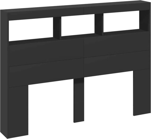 vidaXL LED-Kopfteil in Schwarz mit integrierter Beleuchtung, Ablage und USB-Ladeport, B/T/H: 140 x 17 x 102 cm - Bild 1