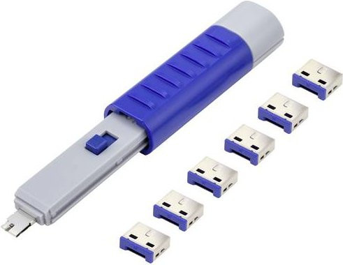 Renkforce USB-A Port Schloss RF-4714586 6er Set in Silber und Blau inklusive Schlüssel - Bild 1