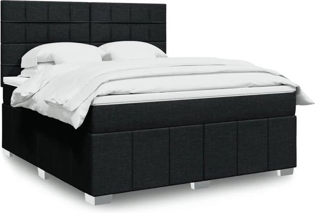 vidaXL Boxspringbett mit Matratze Schwarz B/T/H: 180 x 200 x 140,5 cm mit USB-Anschluss und Unterbettbeleuchtung - Bild 1