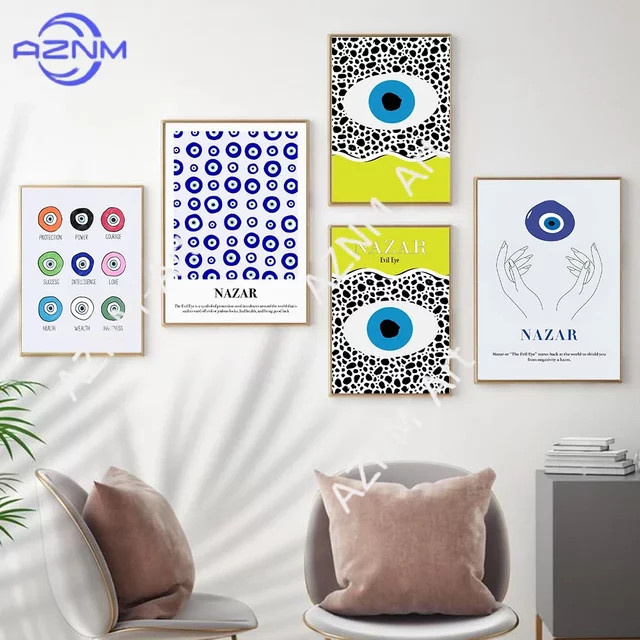 KAYOU Abstraktes Böses Auge Kunstposter als Nordische Wandmalerei auf Leinwand für dein Wohnzimmer oder Schlafzimmer - Bild 1
