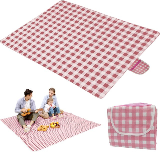 Sandfreie und wasserdichte Picknickdecke für Strand und Camping in Rot, B/B: 150 x 200 cm - Bild 1