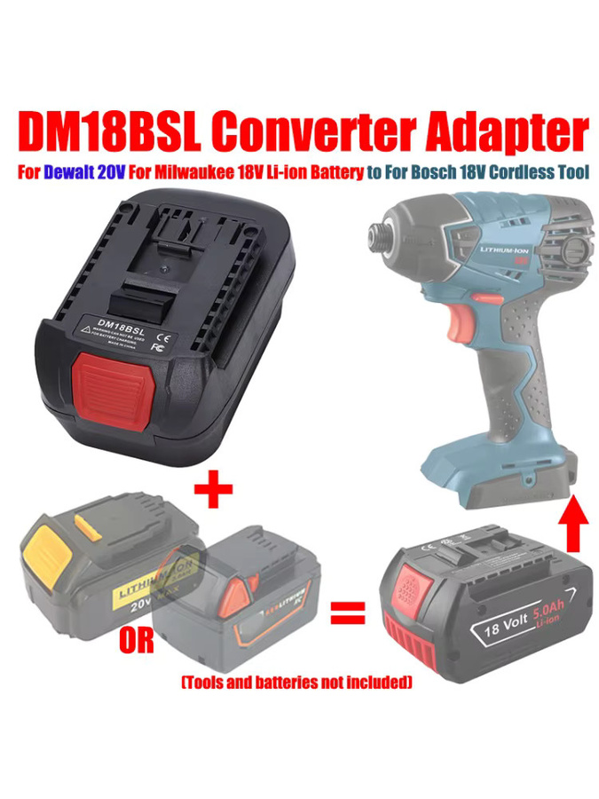 ALASICKA Akku-Adapter DM18BSL Schwarz: Wandelt Dewalt 20 V und Milwaukee 18 V Li-Ionen-Akkus in Bosch 18 V Li-Ionen-Werkzeuge um - Bild 6