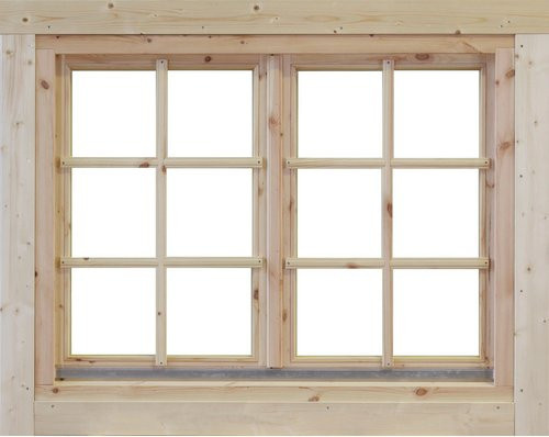 WOLFF FINNHAUS Doppelfenster Alina aus Leimholz für Gartenhäuser in Braun - Bild 1