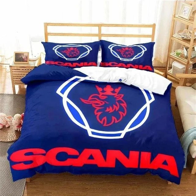 Somelli Scanias Truck Logo Bettwäsche-Set mit Bettbezug und Kissenbezug, Blau, B/H: 140 x 210 cm - Bild 1