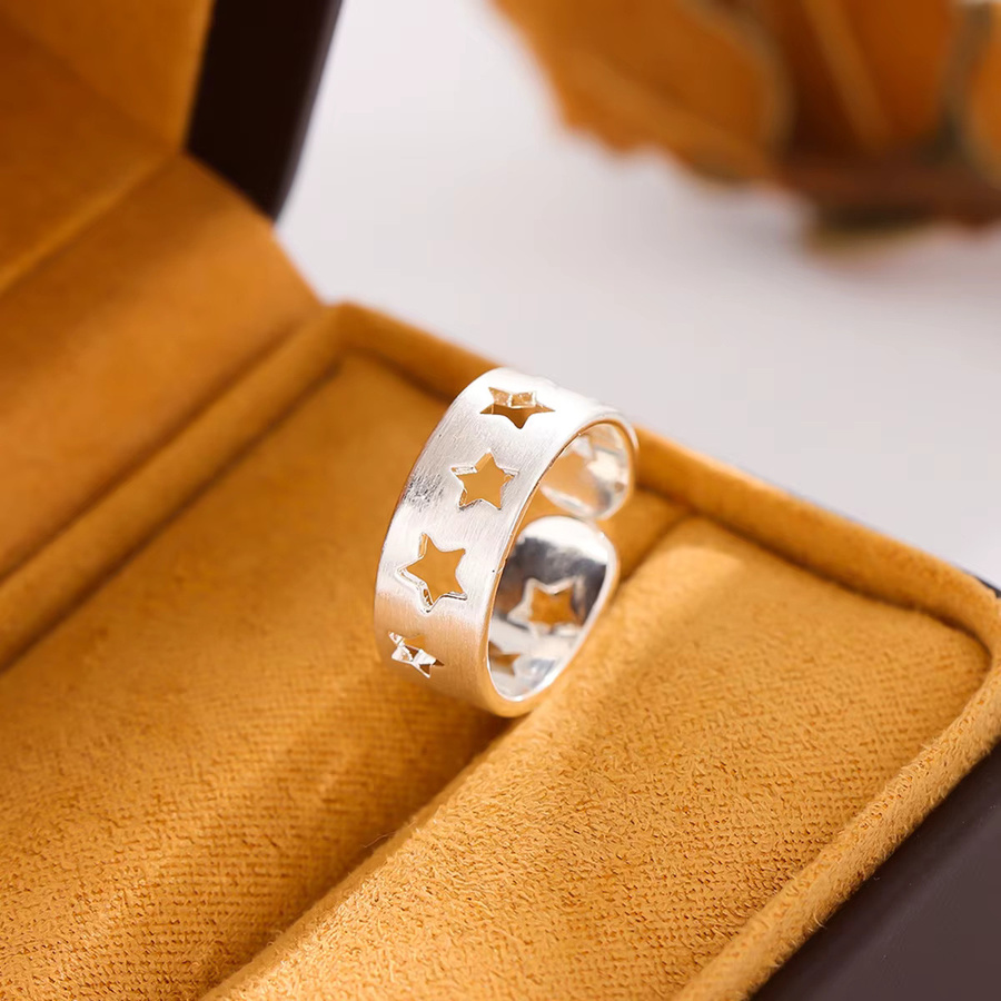 Ring 925 Sterling Silber, Hohl Fünfzackiger Stern, Unisex - Bild 3