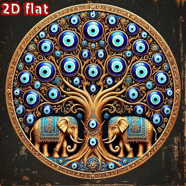 CIFBUY Türkische Böses-Auge Metall-Wanddekoration, rundes orientalisches Metallschild mit vorgebohrten Löchern, Durchmesser: 19,81 cm - Bild 1