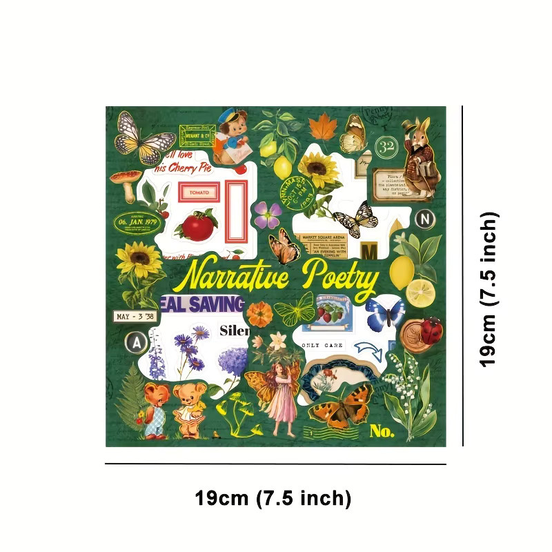 100 Stück Vintage-Pflanzenaufkleber-Set aus transparentem PET in Multicolour für DIY-Kunsthandwerk, Scrapbooking und Journaling - Bild 5