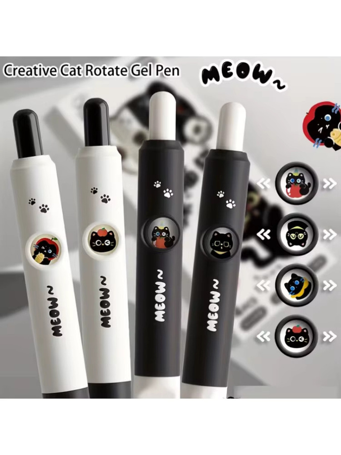 4 Stück Kawaii-Katzenstifte mit Pfoten-Design, 0,5 mm Spitze, schnell trocknende schwarze Tinte, ideal für Schule und Journaling - Bild 7
