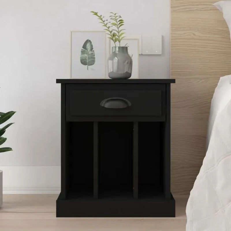Minimalistischer Nachttisch von Vidaxl in Schwarz aus Holzwerkstoff, B/T/H: 43 x 36 x 50 cm - Bild 1