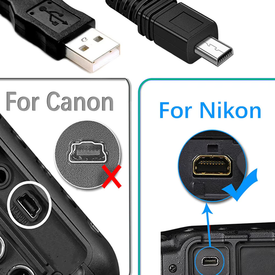 edekoy UC-E6 Mini USB Datenkabel 8 Pin für Nikon Coolpix, Fuji, Panasonic, Olympus und Sony in Schwarz - Bild 5