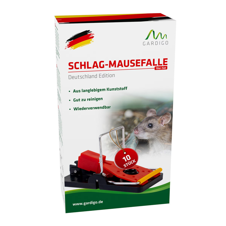 Gardigo Schlagmausefalle 10er Set in Schwarz, Rot und Gold - Bild 3
