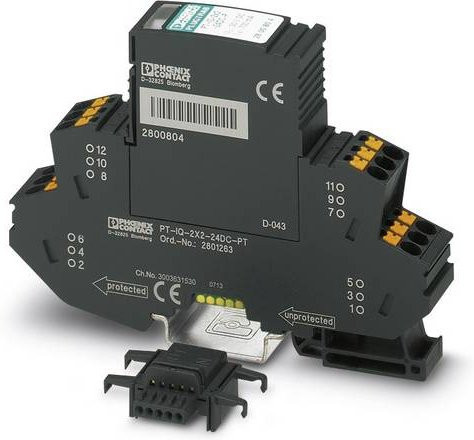 Phoenix Contact 2801263 PT-IQ-2X2-24DC-PT Überspannungsschutz-Ableiter für Verteilerschränke, Grau, 10 kA - Bild 1