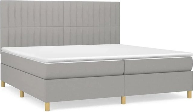 vidaXL Boxspringbett Hybrid mit Matratze und Taschenfedern in Hellgrau B/T/H: 200 x 200 x 118 cm - Bild 1
