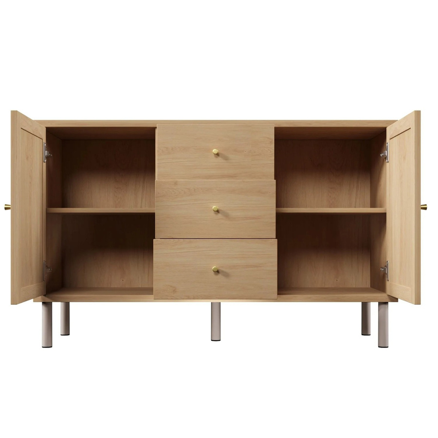 okwish Kommode mit Türen und Schubladen für das Wohnzimmer in Natur, B/T/H: 120 x 40 x 75 cm - Bild 2