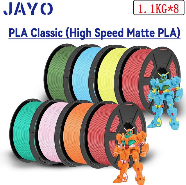 JAYO 3D-Druckerfilament Matt-PLA für FDM-Drucker, 1,75 mm, 8 Rollen - Bild 1