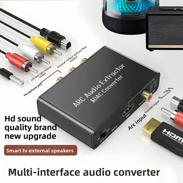 TenYua HDMI ARC Audio Extractor DAC Konverter in Schwarz: Digitaler Optical SPDIF Koaxial zu Analog 3,5mm L/R Stereo Adapter - Bild 1