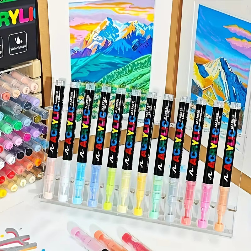 Acryl-Farbstift-Marker mit Pinselspitze für Holz, Felsmalerei und Leinwand in Multicolour - Bild 2