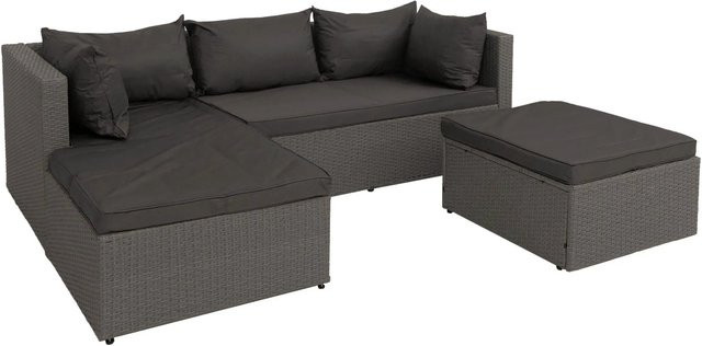MCW Poly-Rattan Lounge-Set MCW-O46 in Grau mit dunkelgrauen Sitz- und Rückenpolstern - Bild 2
