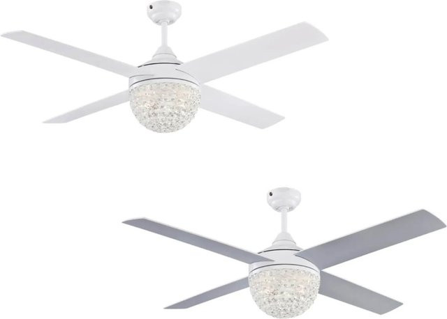 Westinghouse Deckenventilator Kelcie in Weiß und Silber mit Beleuchtung und Fernbedienung, Durchmesser: 132 cm - Bild 1