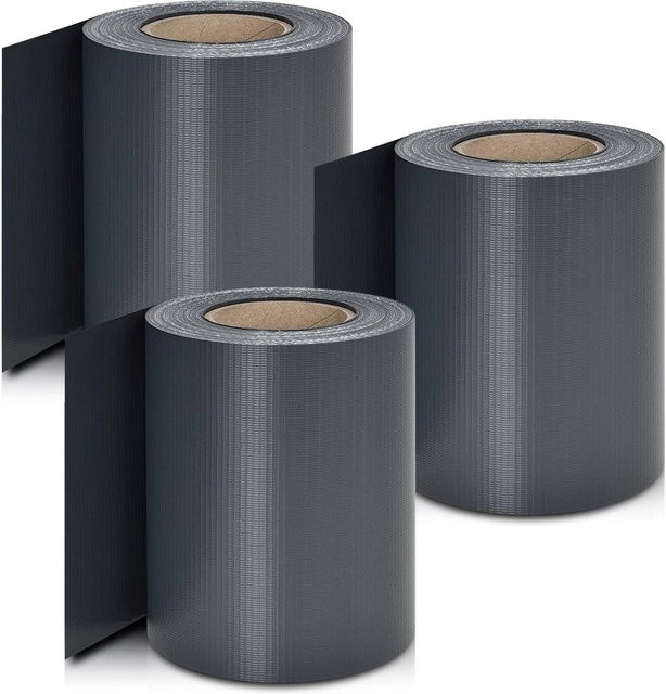 Juskys PVC Sichtschutzstreifen 3er Set Anthrazit blickdicht für Einzelstabzäune und Doppelstabmattenzäune - Bild 1