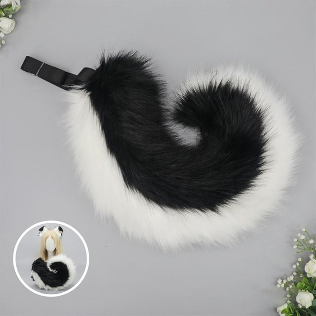 YIRAN Halloween Hundeohr-Schwanz-Set, Cosplay-Accessoires, Plüsch, Schwarz - Bild 1