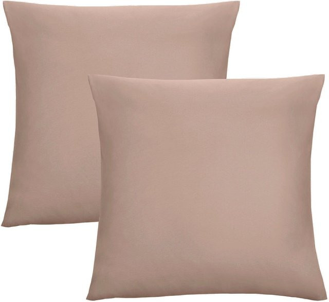 BIBERNA Feinjersey Kissenhüllen Doppelpack aus Baumwolle, Farbe: Macchiato, B/B: 80 x 80 cm - Bild 1