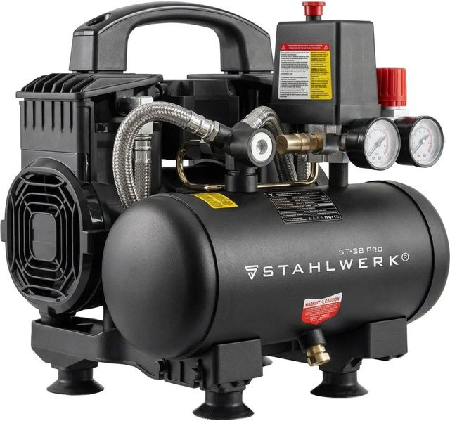 Stahlwerk Druckluftkompressor in Schwarz mit 8 Bar, 3 l Kesselvolumen und 1,60 PS (1,18 kW) - Bild 1
