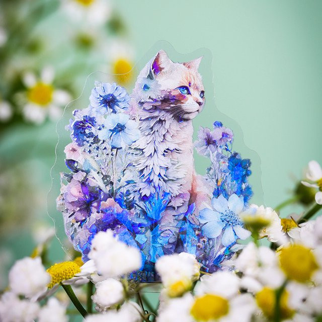 20 Stück Kawaii Cartoon Laser Katze Aufkleber in Multicolour für Scrapbooking und DIY Junk Journal - Bild 1