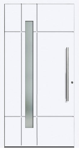 KNOCK Flügelüberdeckende Kunststoff-Haustür KIEW mit Glaseinsatz, weiß, Höhe: 210,0 cm, Breite: 100,0 cm - Bild 1