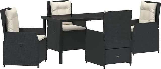vidaXL Garten Essgruppe 5-teilig aus Poly-Rattan und Glas in Schwarz - Bild 1