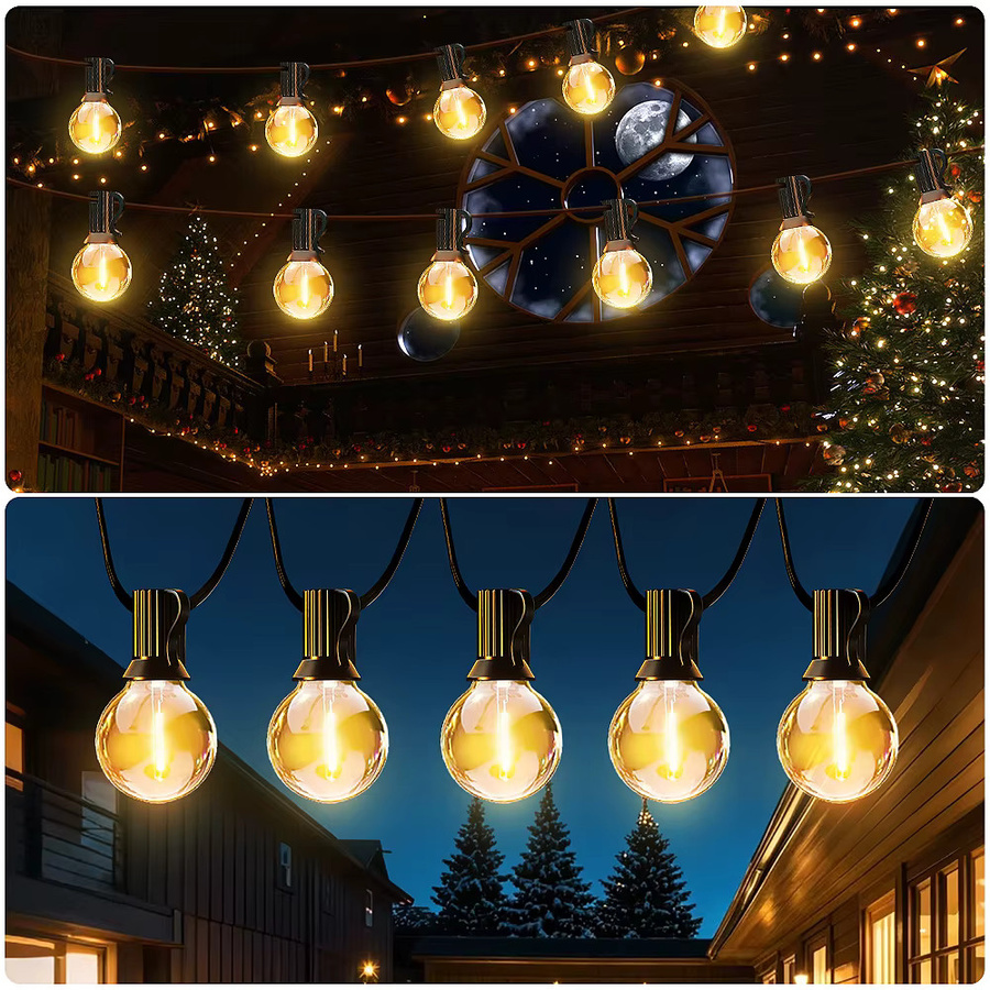 G40 LED-Solar-Lichterkette in Warmweiß mit Fernbedienung, 8 Blinkmodi und einstellbarer Helligkeit, wetterbeständig - Bild 5