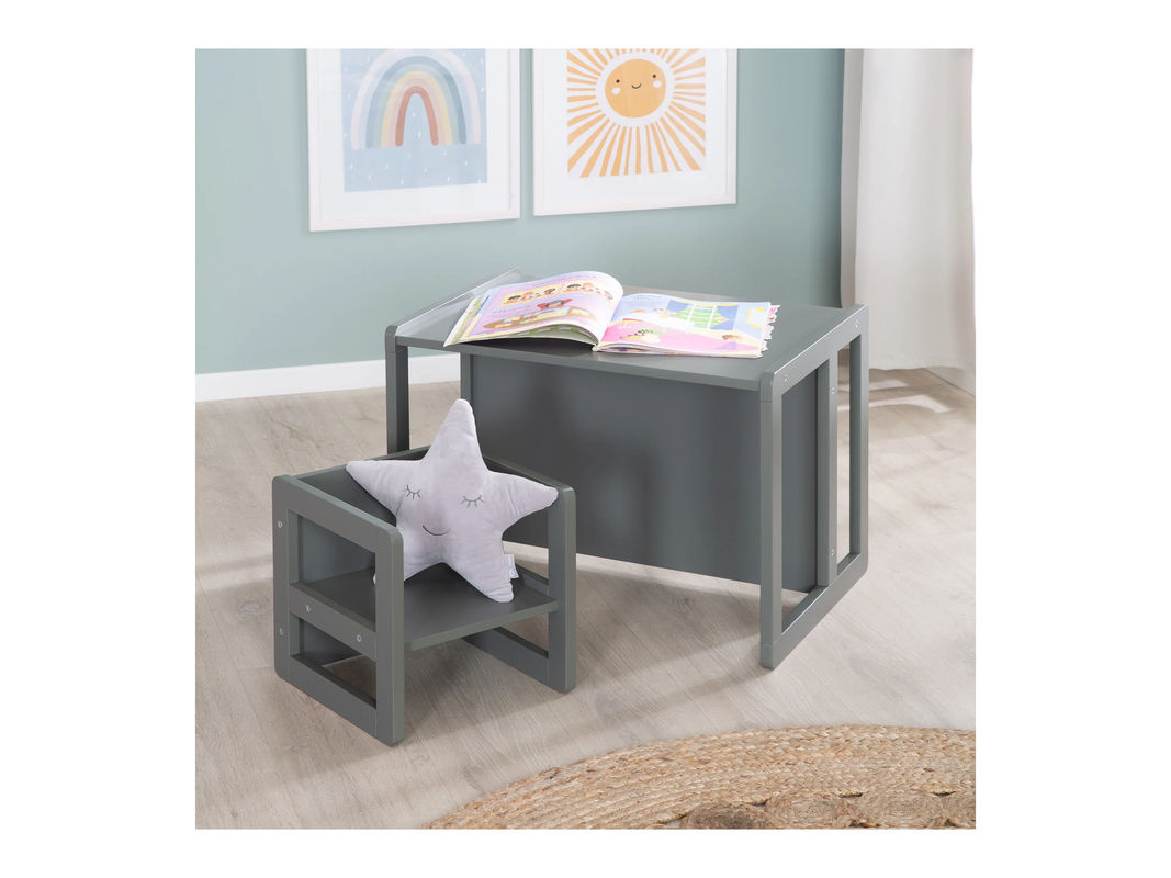 ROBA Kleinkinder Sitzgruppe Montessori 3in1 in Anthrazit und Grau - Bild 4