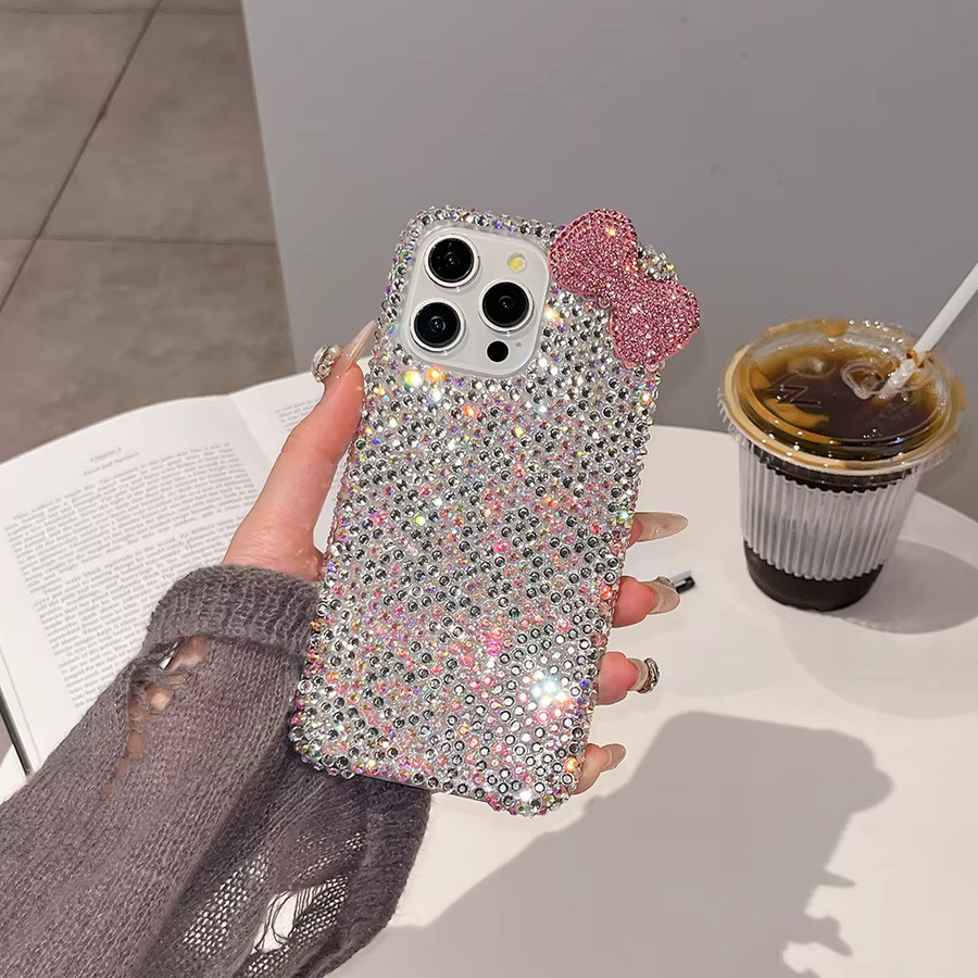 KASONPAI 3D Glitzer Handyhülle mit Bowknot und Diamant-Kristall für iPhone 12, 13, 14, 15, 16, 17 Pro und Pro Max, stoßfeste Bling Schutzhülle - Bild 2