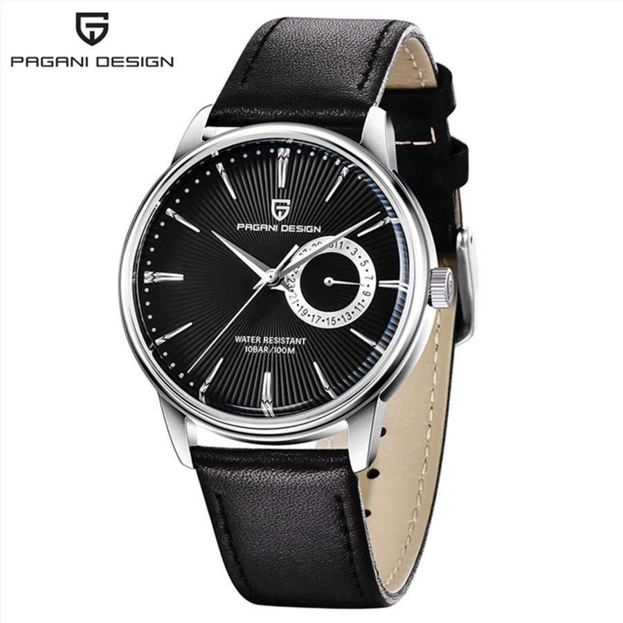 PAGANI DESIGN Armbanduhr, Quarz, Edelstahl, Lederarmband, 40 mm, Herren - Bild 6
