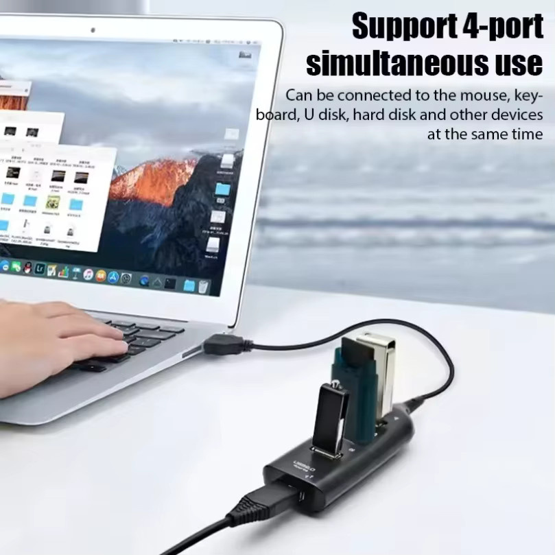 VIKEFON 4-Port USB 2.0 Hub Mini-USB-Splitter mit Kabel in Schwarz für PC, Laptop und Notebook - Bild 2